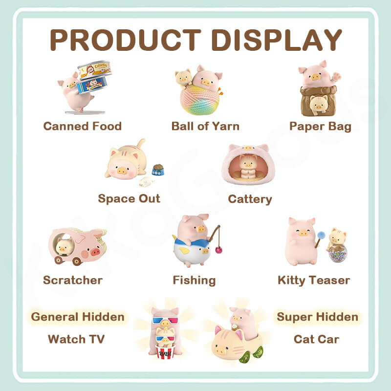 Illustrations of various cat toys with labels on a light blue background