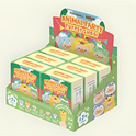 Display box of 'Animal Party Puppet Show' with cartoon animal illustrations on a beige background
