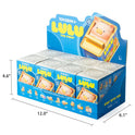 Display box of 'Lulu the Pug' toy with dimensions on a white background